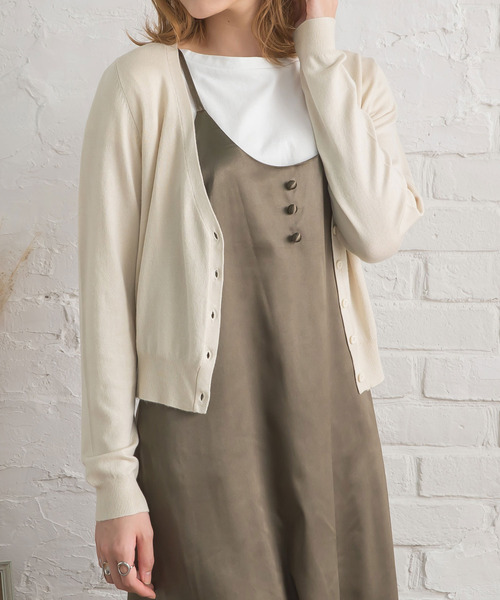 Newlyme(ニューリーミー)の「ウォッシャブル選べる丈カーディガン(カーディガン/ボレロ・レディース・ホワイト系その他/ブラック/ベージュ系その他/パープル/ブラウン/ライム/イエロー/ブルー/グリーン/グリーン系その他3/アイボリー/グリーン系その他/ブラウン系その他/ボルドー/ブルー系その他/パープル系その他/イエロー系その他/レッド系その他/ブラック系その他/グレイッシュベージュ/セージグリーン/グレー/ネイビー/グレー系その他/グリーン系その他2/ピンクベージュ/ピンク系その他/ブルー系その他2・MEDIUM/LARGE/X-LARGE/XX-LARGE)」の2枚目の写真