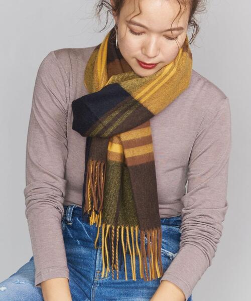 BEAUTY&YOUTH UNITED ARROWS（ビューティーアンドユースユナイテッドアローズ）の「BY カシミヤチェックストール 50×170/マフラー ◆（ストール/ショール・レディース・レッド/オフホワイト/イエロー/コバルトブルー・FREE）」の13枚目の写真