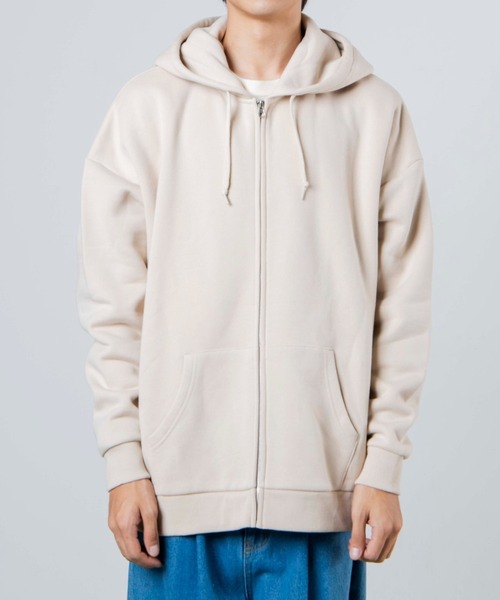 WEGO(ウィゴー)の「WEGO/裏起毛ヘビーウエイトビッグシルエットジップパーカー(パーカー・メンズ・ブラック/ベージュ/オフホワイト・MEDIUM/LARGE)」の5枚目の写真