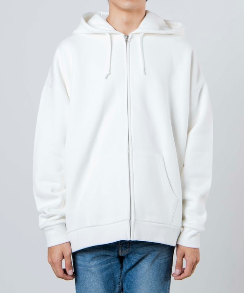 WEGO(ウィゴー)の「WEGO/裏起毛ヘビーウエイトビッグシルエットジップパーカー(パーカー・メンズ・ブラック/ベージュ/オフホワイト・MEDIUM/LARGE)」の7枚目の写真