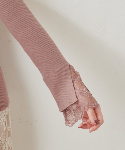 natural couture（ナチュラルクチュール）の「【WEB限定】袖口レースリブタートル（ニット/セーター・レディース・アイボリー/ブラック/モカ/サックスブルー/パープル・FREE）」の10枚目の写真