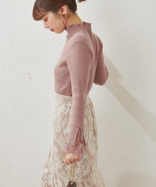 natural couture（ナチュラルクチュール）の「【WEB限定】袖口レースリブタートル（ニット/セーター・レディース・アイボリー/ブラック/モカ/サックスブルー/パープル・FREE）」の22枚目の写真