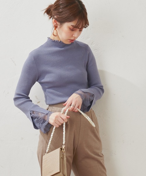 natural couture（ナチュラルクチュール）の「【WEB限定】袖口レースリブタートル（ニット/セーター・レディース・アイボリー/ブラック/モカ/サックスブルー/パープル・FREE）」の13枚目の写真