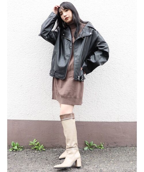 MURUA（ムルーア）の「スラッシュミニニットワンピース（ワンピース・レディース・ブラック/アイボリー/モカ・FREE）」の11枚目の写真