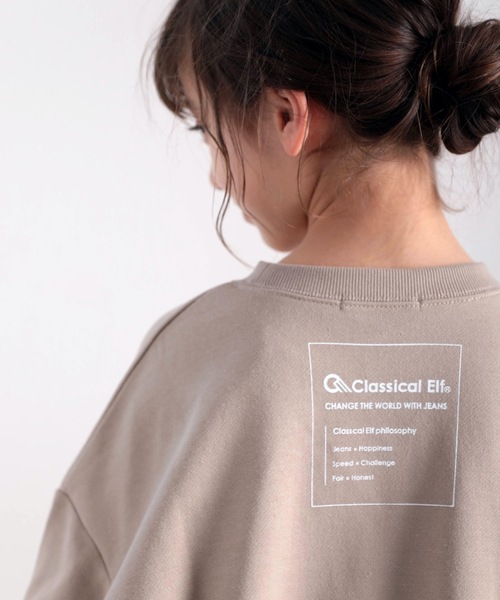 classicalelf（クラシカルエルフ）の「キッズ ガゼット付きバックプリントクルーネックスウェットプルオーバー(長袖)（スウェット・キッズ・ブラック/アイボリー/モカ/ライトカーキ・130/140/150）」の5枚目の写真