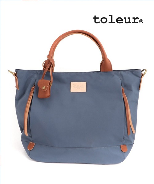 toleur（トーラ）の「【toleur】ナイロングログラン/カウレザー2WAYトート/11718（トートバッグ・レディース・ブラック/ベージュ/カーキ/ブルー/ブラウン・FREE）」の5枚目の写真