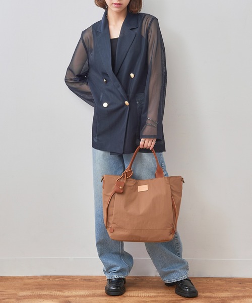 toleur（トーラ）の「【toleur】ナイロングログラン/カウレザー2WAYトート/11718（トートバッグ・レディース・ブラック/ベージュ/カーキ/ブルー/ブラウン・FREE）」の20枚目の写真