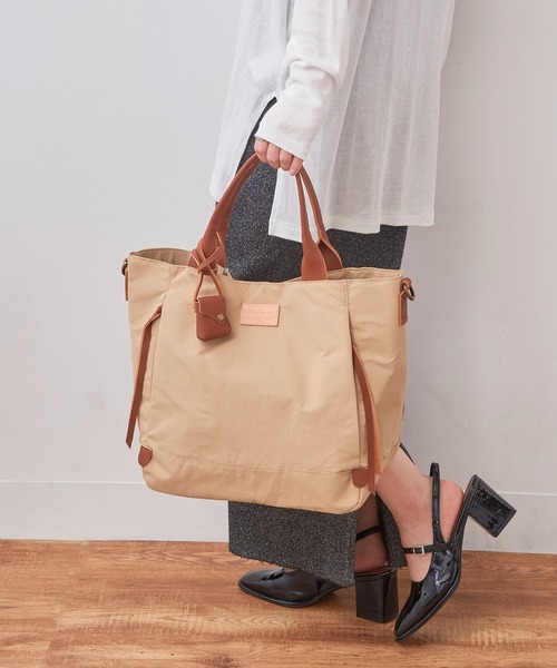 toleur（トーラ）の「【toleur】ナイロングログラン/カウレザー2WAYトート/11718（トートバッグ・レディース・ブラック/ベージュ/カーキ/ブルー/ブラウン・FREE）」の18枚目の写真