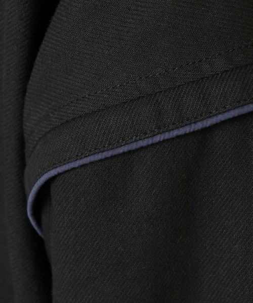 notch.(ノッチ)の「リネンライクパイピングコート(ノーカラーコート・レディース・ブラック/ベージュ・M)」の8枚目の写真