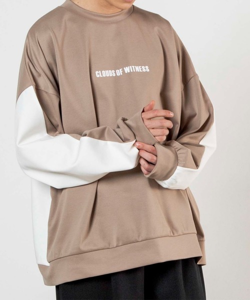 WEGO(ウィゴー)の「WEGO/ドルマンロゴプリントプルオーバー(スウェット・メンズ・ホワイト/ベージュ/サックスブルー・MEDIUM/LARGE)」の2枚目の写真