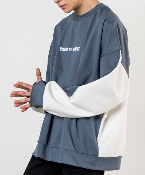 WEGO(ウィゴー)の「WEGO/ドルマンロゴプリントプルオーバー(スウェット・メンズ・ホワイト/ベージュ/サックスブルー・MEDIUM/LARGE)」の3枚目の写真