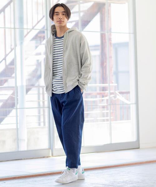 coen（コーエン）の「天竺ボーダーロングスリーブTシャツ（Tシャツ/カットソー・メンズ・オフホワイト/ベージュ・LARGE/X-LARGE/SMALL/MEDIUM）」の6枚目の写真