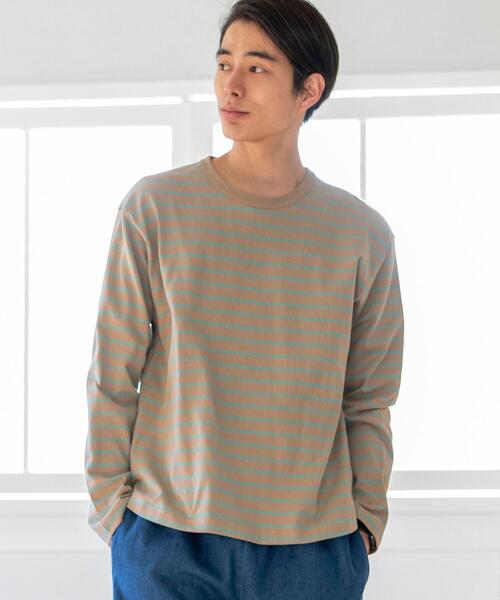 coen（コーエン）の「天竺ボーダーロングスリーブTシャツ（Tシャツ/カットソー・メンズ・オフホワイト/ベージュ・LARGE/X-LARGE/SMALL/MEDIUM）」の7枚目の写真