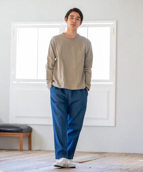 coen（コーエン）の「天竺ボーダーロングスリーブTシャツ（Tシャツ/カットソー・メンズ・オフホワイト/ベージュ・LARGE/X-LARGE/SMALL/MEDIUM）」の19枚目の写真