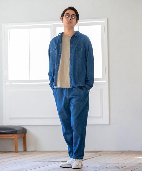 coen（コーエン）の「天竺ボーダーロングスリーブTシャツ（Tシャツ/カットソー・メンズ・オフホワイト/ベージュ・LARGE/X-LARGE/SMALL/MEDIUM）」の20枚目の写真