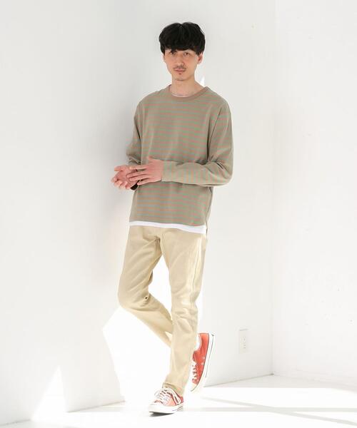 coen（コーエン）の「天竺ボーダーロングスリーブTシャツ（Tシャツ/カットソー・メンズ・オフホワイト/ベージュ・LARGE/X-LARGE/SMALL/MEDIUM）」の13枚目の写真