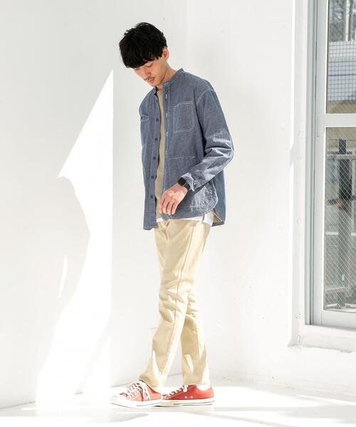 coen（コーエン）の「天竺ボーダーロングスリーブTシャツ（Tシャツ/カットソー・メンズ・オフホワイト/ベージュ・LARGE/X-LARGE/SMALL/MEDIUM）」の14枚目の写真