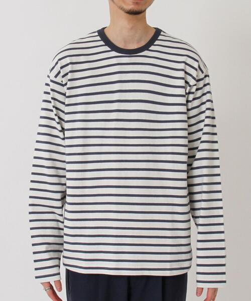 coen（コーエン）の「天竺ボーダーロングスリーブTシャツ（Tシャツ/カットソー・メンズ・オフホワイト/ベージュ・LARGE/X-LARGE/SMALL/MEDIUM）」の15枚目の写真