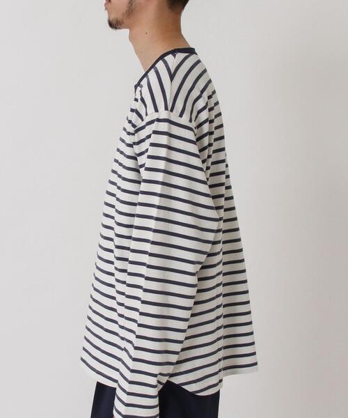 coen（コーエン）の「天竺ボーダーロングスリーブTシャツ（Tシャツ/カットソー・メンズ・オフホワイト/ベージュ・LARGE/X-LARGE/SMALL/MEDIUM）」の9枚目の写真