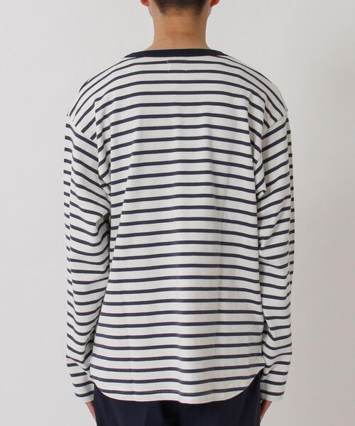 coen（コーエン）の「天竺ボーダーロングスリーブTシャツ（Tシャツ/カットソー・メンズ・オフホワイト/ベージュ・LARGE/X-LARGE/SMALL/MEDIUM）」の10枚目の写真