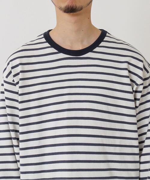 coen（コーエン）の「天竺ボーダーロングスリーブTシャツ（Tシャツ/カットソー・メンズ・オフホワイト/ベージュ・LARGE/X-LARGE/SMALL/MEDIUM）」の11枚目の写真