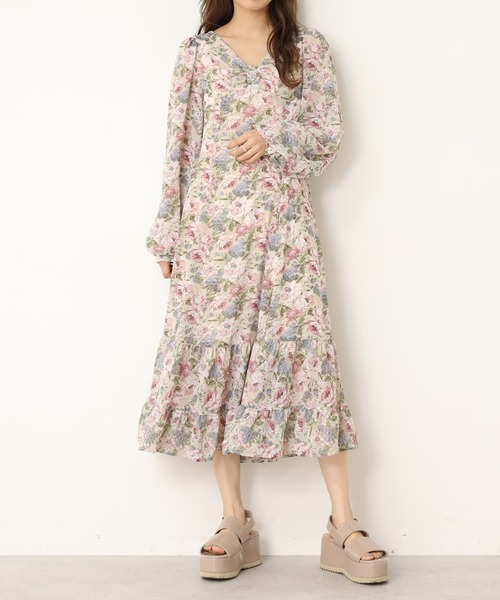 one after another NICE CLAUP(ワンアフターアナザーナイスクラップ)の「フロントリボンロングワンピース(ワンピース・レディース・ホワイト系その他/ベージュ系その他/イエロー系その他・FREE)」の3枚目の写真