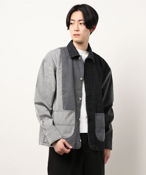 Burner（バーナー）の「【BURNER SELECT】デニム/ヒッコリークレイジーカバーオール（カバーオール・メンズ・ブルー系その他/ブラック系その他・L/XL/M）」の2枚目の写真