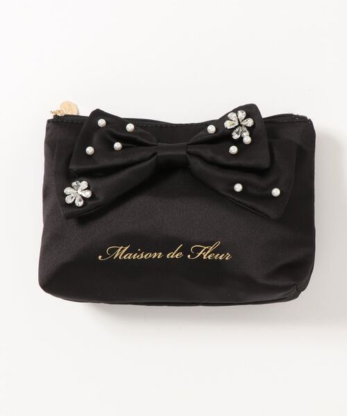 Maison de FLEUR レースサテンビジューリボンがまぐちポーチ 楽天市場】レースサテンビジューリボンがまぐちポーチ／メゾン ド