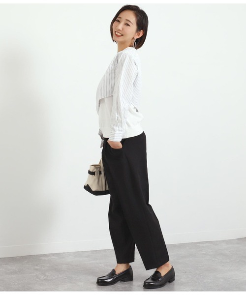 Alluge（アルージュ）の「異素材切替リボンプルオーバー（Tシャツ/カットソー・レディース・グレイッシュベージュ/オフホワイト・FREE）」の10枚目の写真