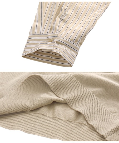 Alluge（アルージュ）の「異素材切替リボンプルオーバー（Tシャツ/カットソー・レディース・グレイッシュベージュ/オフホワイト・FREE）」の9枚目の写真