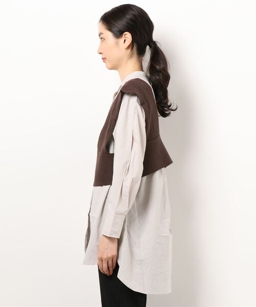 Lugnoncure（ルノンキュール）の「ニットベスト＋チュニックシャツセット（ニット/セーター・レディース・オフホワイト/ミント/ベージュ・ﾌﾘ-）」の6枚目の写真