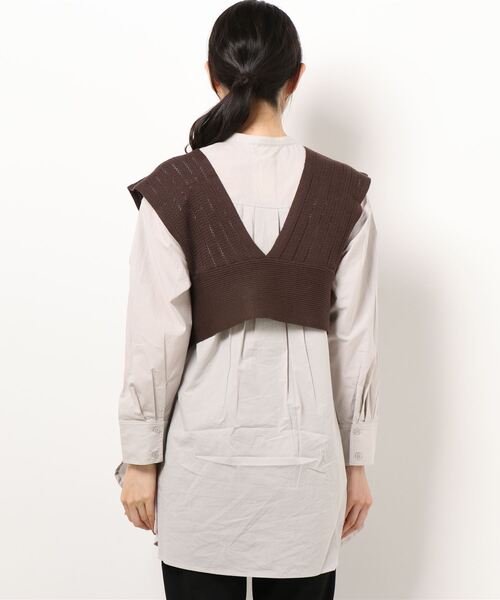 Lugnoncure（ルノンキュール）の「ニットベスト＋チュニックシャツセット（ニット/セーター・レディース・オフホワイト/ミント/ベージュ・ﾌﾘ-）」の5枚目の写真