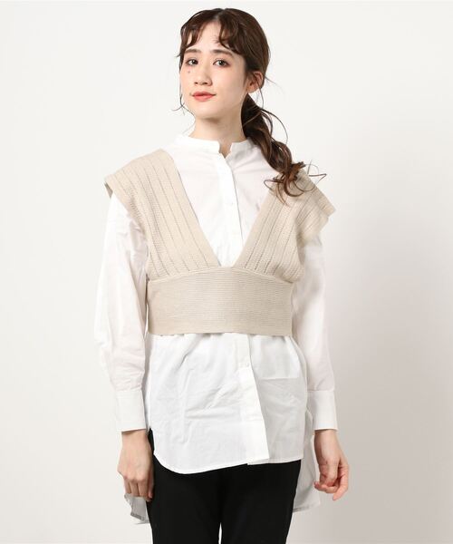 Lugnoncure（ルノンキュール）の「ニットベスト＋チュニックシャツセット（ニット/セーター・レディース・オフホワイト/ミント/ベージュ・ﾌﾘ-）」の8枚目の写真