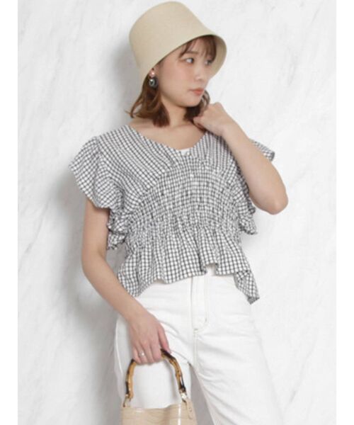 dazzlin(ダズリン)の「ギャザーシャーリングフリルブラウス(シャツ/ブラウス・レディース・オフホワイト/ブラック/ブルー/ブラウン/その他1・FREE)」の5枚目の写真