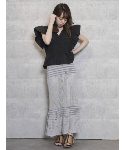 dazzlin(ダズリン)の「ギャザーシャーリングフリルブラウス(シャツ/ブラウス・レディース・オフホワイト/ブラック/ブルー/ブラウン/その他1・FREE)」の14枚目の写真