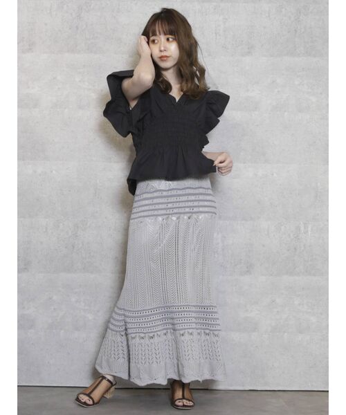 dazzlin(ダズリン)の「ギャザーシャーリングフリルブラウス(シャツ/ブラウス・レディース・オフホワイト/ブラック/ブルー/ブラウン/その他1・FREE)」の18枚目の写真