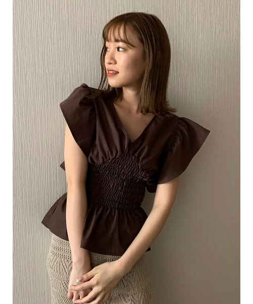 dazzlin(ダズリン)の「ギャザーシャーリングフリルブラウス(シャツ/ブラウス・レディース・オフホワイト/ブラック/ブルー/ブラウン/その他1・FREE)」の3枚目の写真