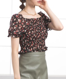 Newlyme（ニューリーミー）の「花柄シャーリングブラウス（シャツ/ブラウス）」