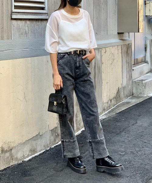 RASVOA(ラスボア)の「ロールアップケミカルパンツ(デニムパンツ・レディース・ブラック・FREE)」の12枚目の写真