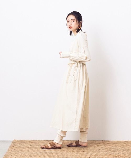 khakito（カーキト）の「ドイツ軍 麻綿 無地 ベルト付き メディカルワンピース（ワンピース・レディース・カーキ/オフホワイト・MEDIUM）」の8枚目の写真