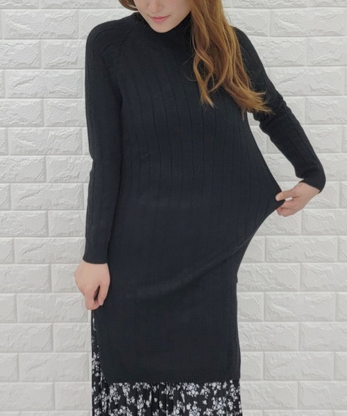 Lace Ladies（レースレディース）の「リブ ハイネック 長袖ニット（ニット/セーター・レディース・テラコッタ/ブラック/ホワイト/グレー/ピンク・FREE）」の8枚目の写真