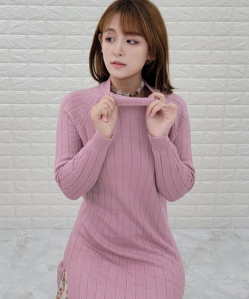 リブ ハイネック 長袖ニット（ニット/セーター）｜Lace Ladies（レース