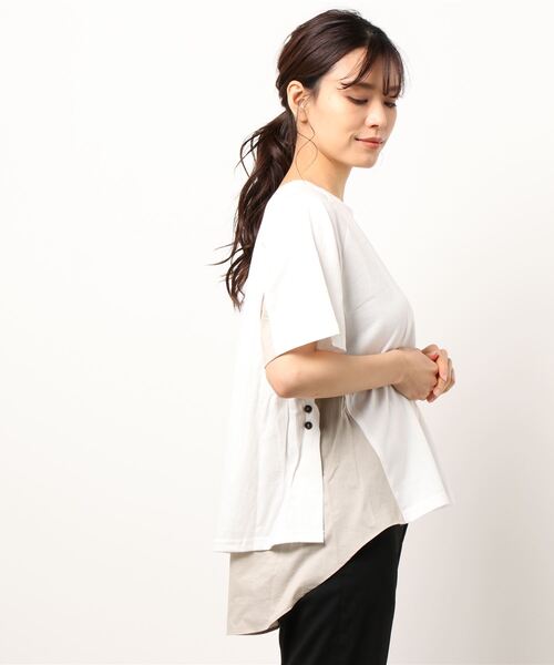 ライチ(ライチ)の「vingtrois/151-24332(Tシャツ/カットソー・レディース・オフホワイト/ブラック・FREE)」の3枚目の写真