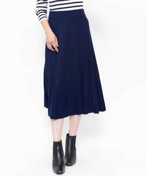 mili an deni（ミリアンデニ）の「リブニットスカート（スカート・レディース・チャコールグレー/ブラック/ブルー/グレー/ネイビー/グリーン/パープル・M/L）」の5枚目の写真