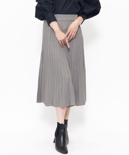 mili an deni（ミリアンデニ）の「リブニットスカート（スカート・レディース・チャコールグレー/ブラック/ブルー/グレー/ネイビー/グリーン/パープル・M/L）」の3枚目の写真