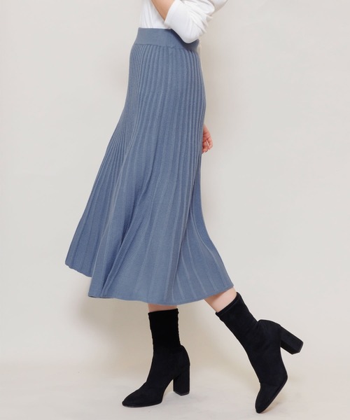mili an deni（ミリアンデニ）の「リブニットスカート（スカート・レディース・チャコールグレー/ブラック/ブルー/グレー/ネイビー/グリーン/パープル・M/L）」の6枚目の写真