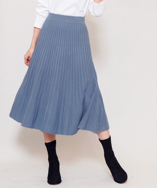 mili an deni（ミリアンデニ）の「リブニットスカート（スカート・レディース・チャコールグレー/ブラック/ブルー/グレー/ネイビー/グリーン/パープル・M/L）」の8枚目の写真