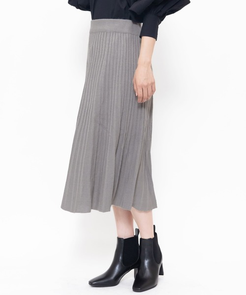 mili an deni（ミリアンデニ）の「リブニットスカート（スカート・レディース・チャコールグレー/ブラック/ブルー/グレー/ネイビー/グリーン/パープル・M/L）」の11枚目の写真