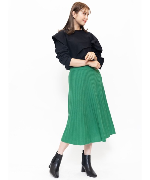 mili an deni（ミリアンデニ）の「リブニットスカート（スカート・レディース・チャコールグレー/ブラック/ブルー/グレー/ネイビー/グリーン/パープル・M/L）」の15枚目の写真