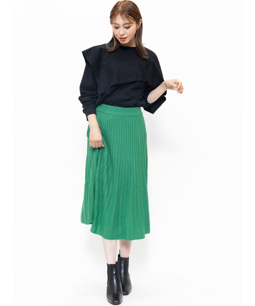 mili an deni（ミリアンデニ）の「リブニットスカート（スカート・レディース・チャコールグレー/ブラック/ブルー/グレー/ネイビー/グリーン/パープル・M/L）」の16枚目の写真